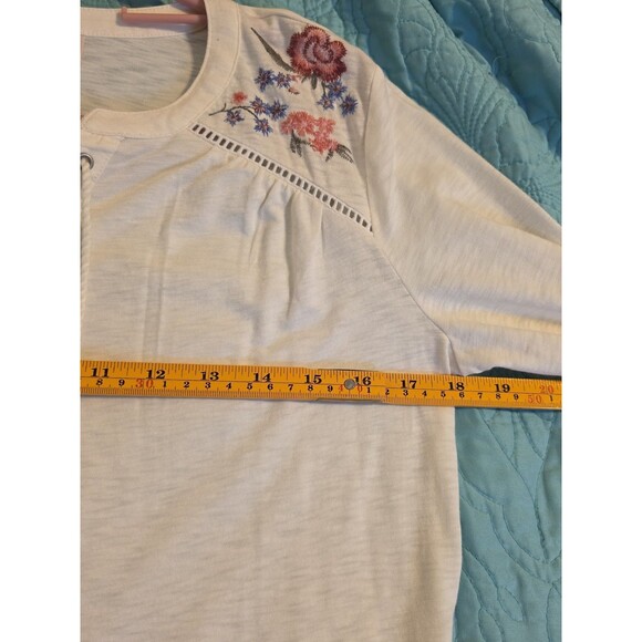 Style & Co. Women's Size PS Floral Embroidered Long Sleeve Peasant Boho Blouse - Picture 7 of 8